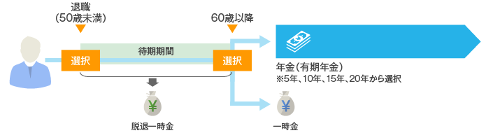 加入10年以上50歳未満で退職した方の給付のイメージ